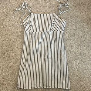 White and Gray Sleeveless Mini Sundress